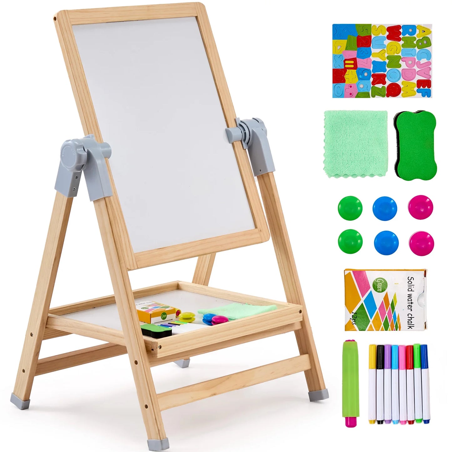 SucceBuy Standing Magnetic Drawing Board Easel For Kids With Accessories