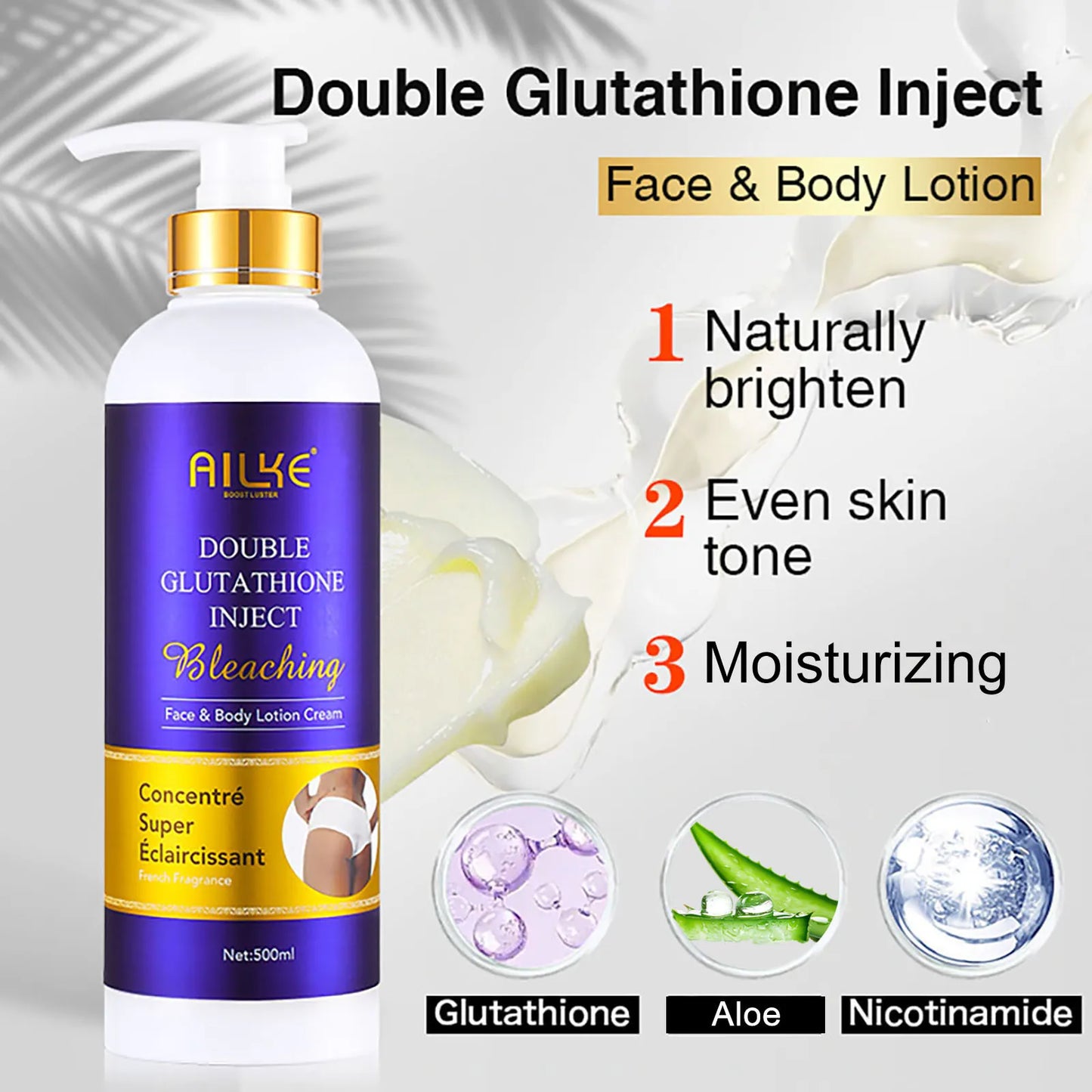 AILKE Glutathione 5in1 Women Skin Care Kit With Body Lotion Serum Dark Spot Cream Brightening Soap