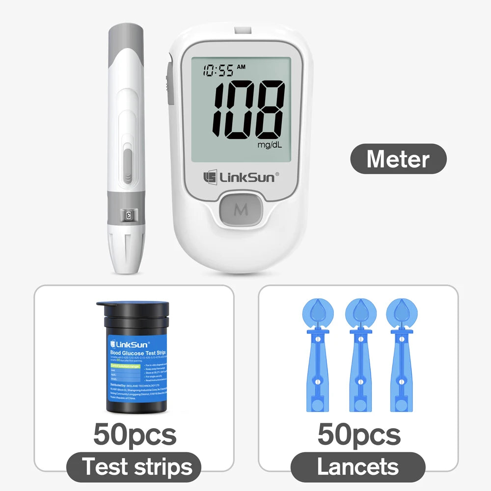 Linksun Blood Glucose Monitor 50 Strips Lancing Device