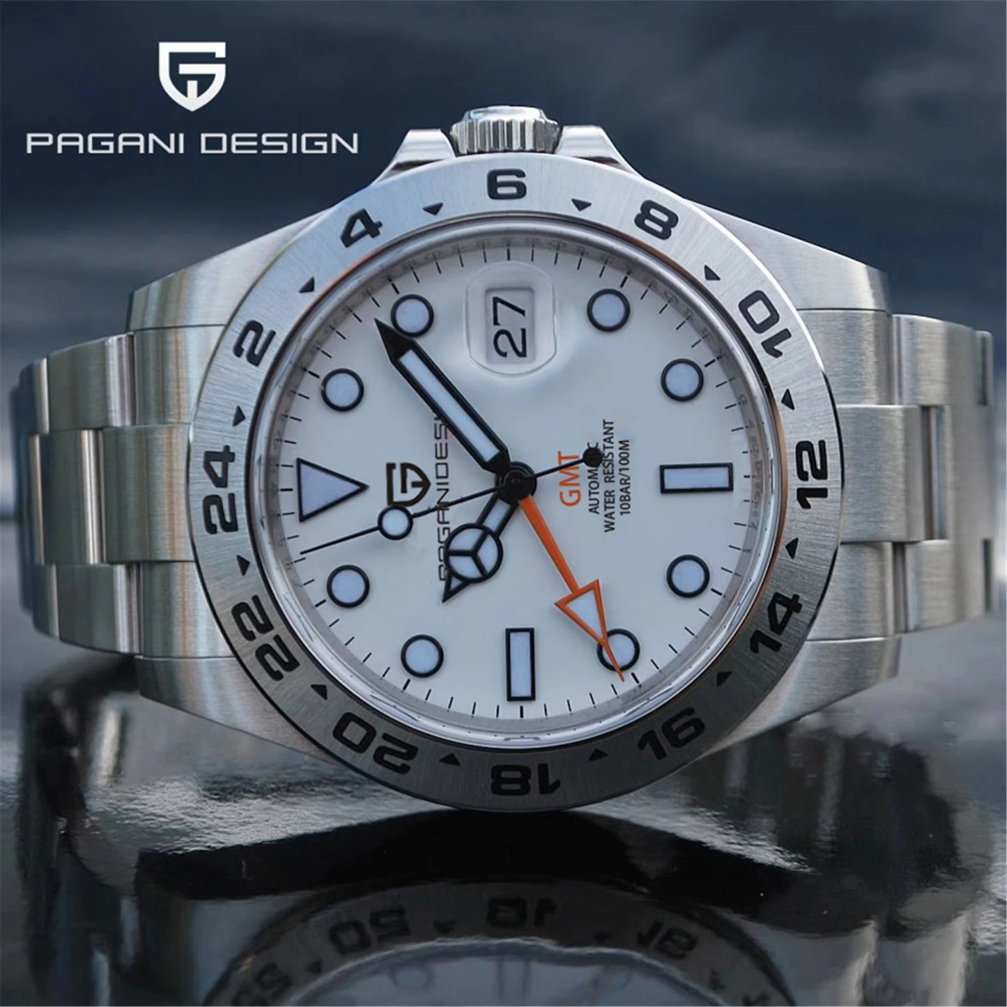 Pagani Design GMT Automatic Watch Stainless Steel Case Mens