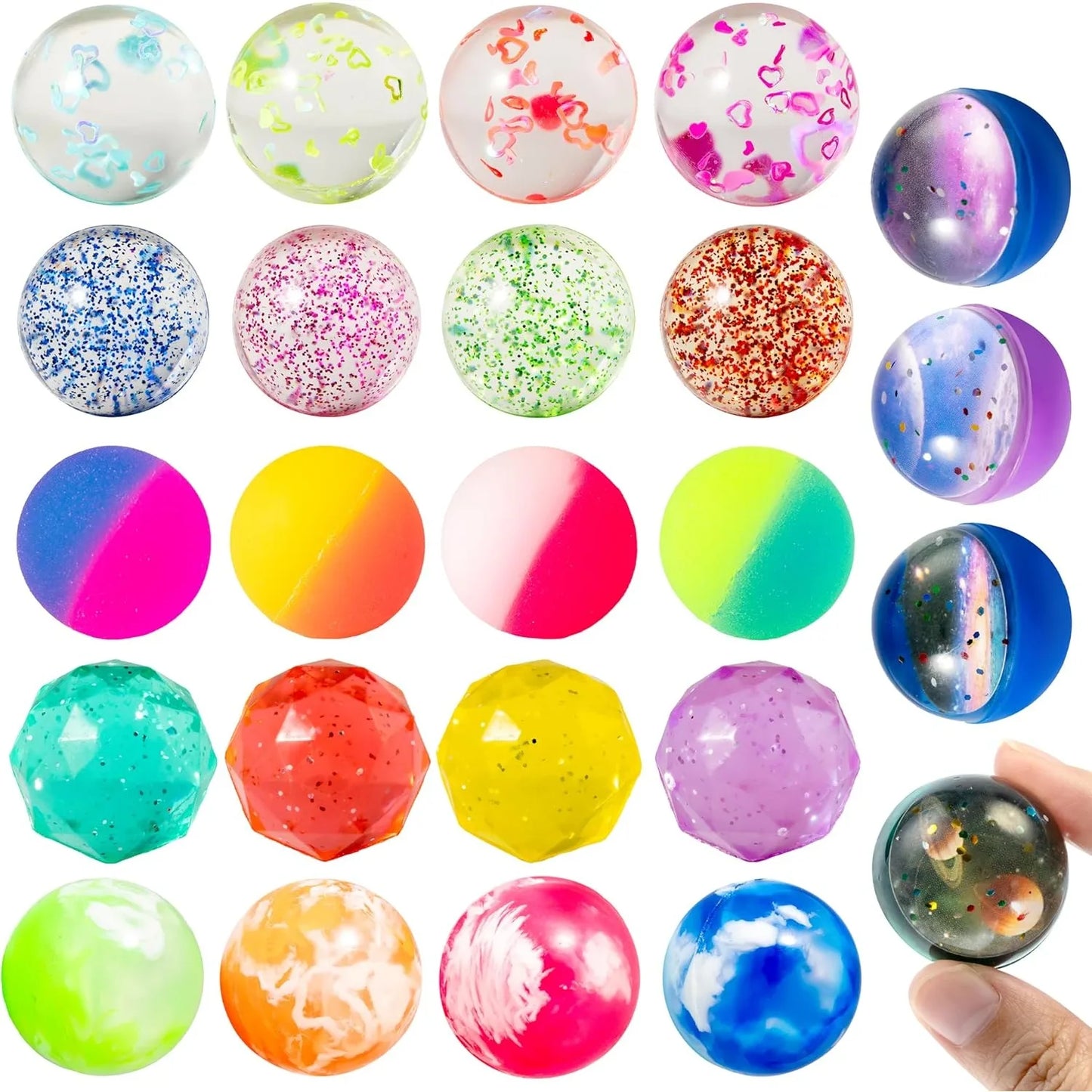 Joyfy Multistyle Bouncy Balls Bulk Pack for Kids Party Favors