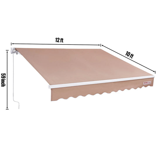 SucceBuy Manual Retractable Awning Water Resistant Outdoor Sun Shade
