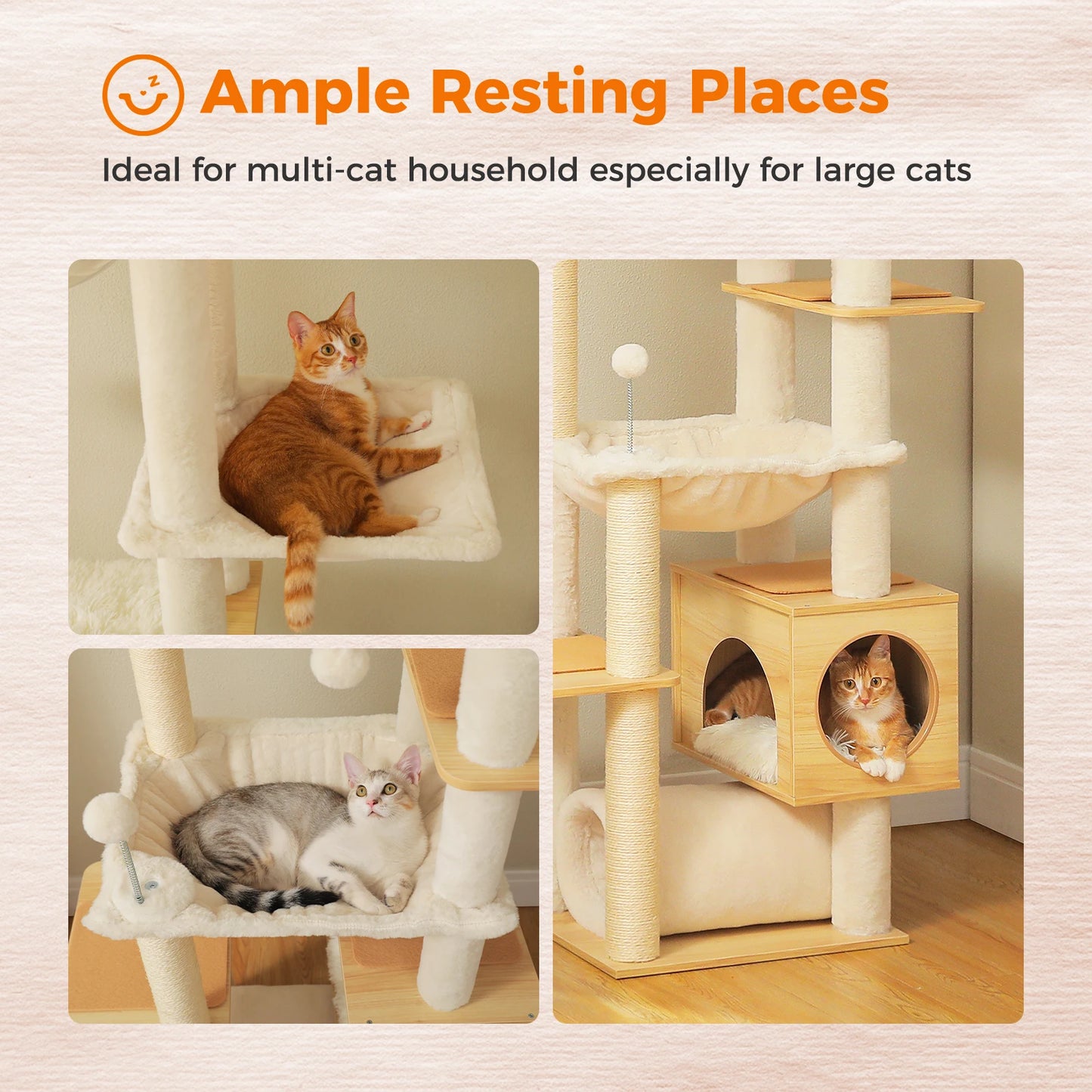 PAWZ Road Adjustable Wooden Cat Tree With Sisal Posts
