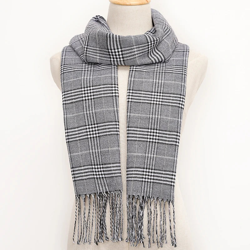 RUNMEICN Unisex Plaid Tassel Winter Scarf For Women Men