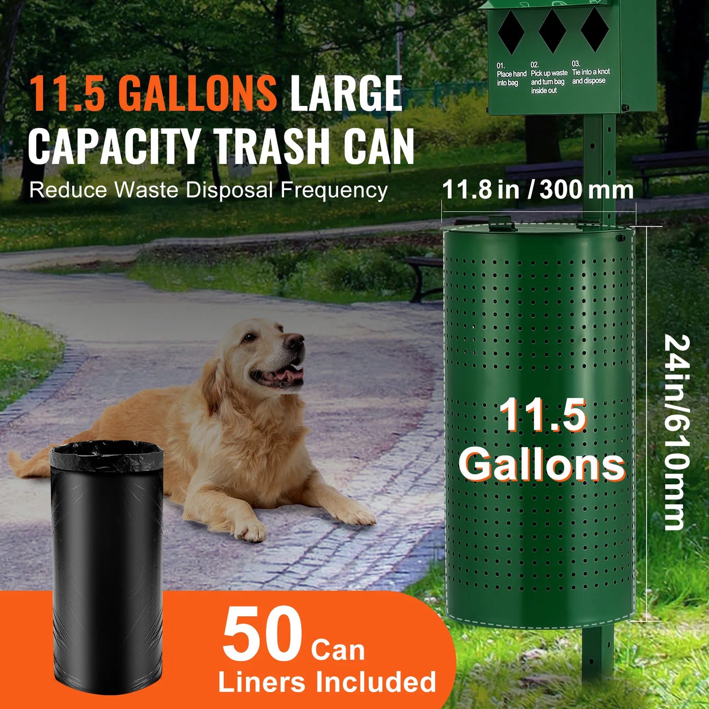 SucceBuy Dog Waste Station With Hand Wash Bottle Outdoor