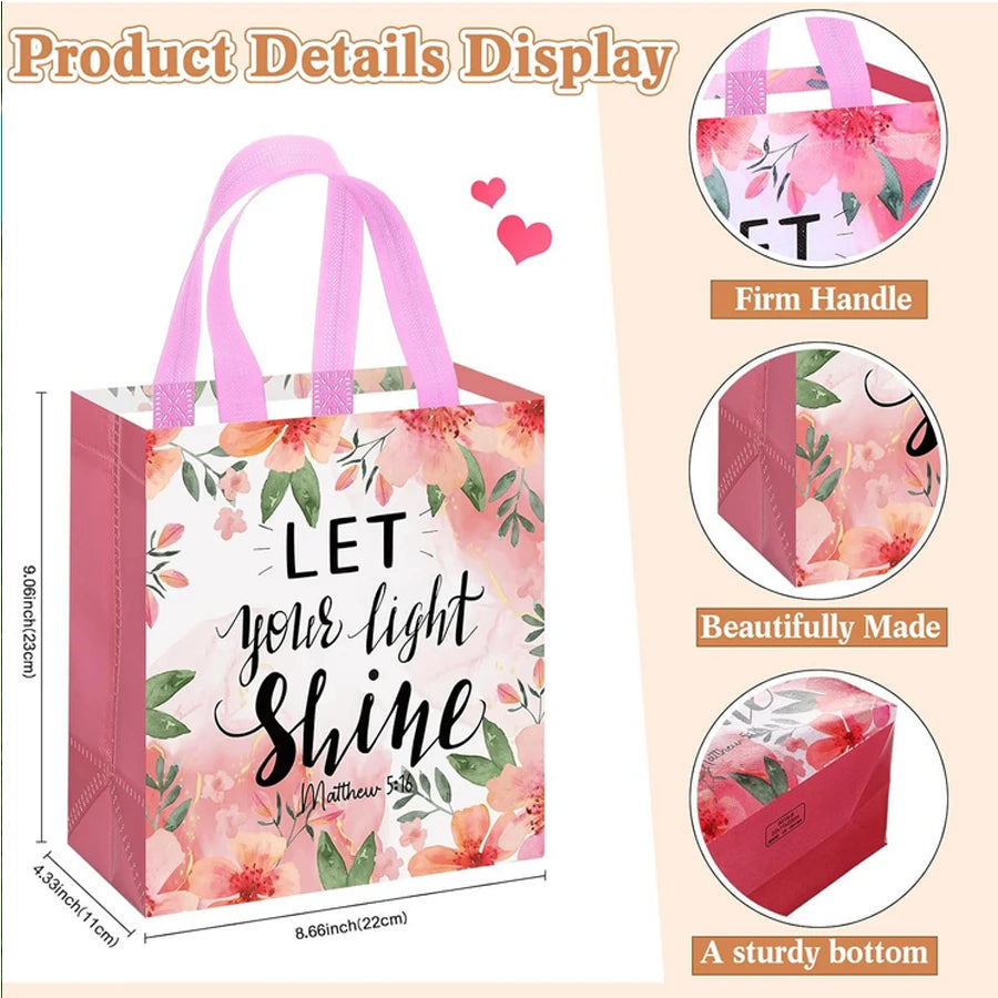 Bible Verse Gift Bags 32 Pack With Handles Nonwoven Christian Baptism Tote