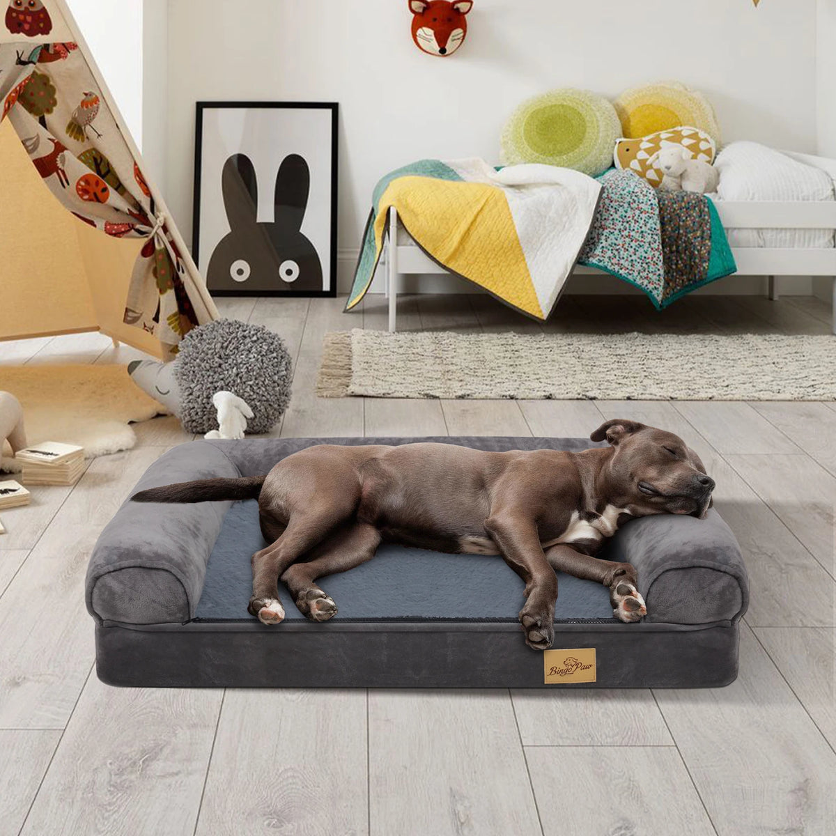 BINGOPAW Orthopedic Dog Bed With Sides Waterproof Washable Cover
