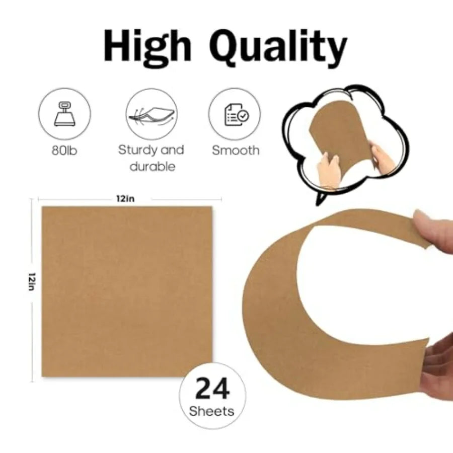 Unbleached Kraft Cardstock 24 Sheets 80lb Heavyweight For Card Making