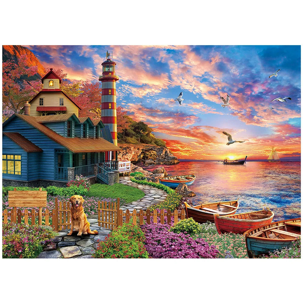 Sunset Lighthouse Jigsaw Puzzle For Adults And Family Night