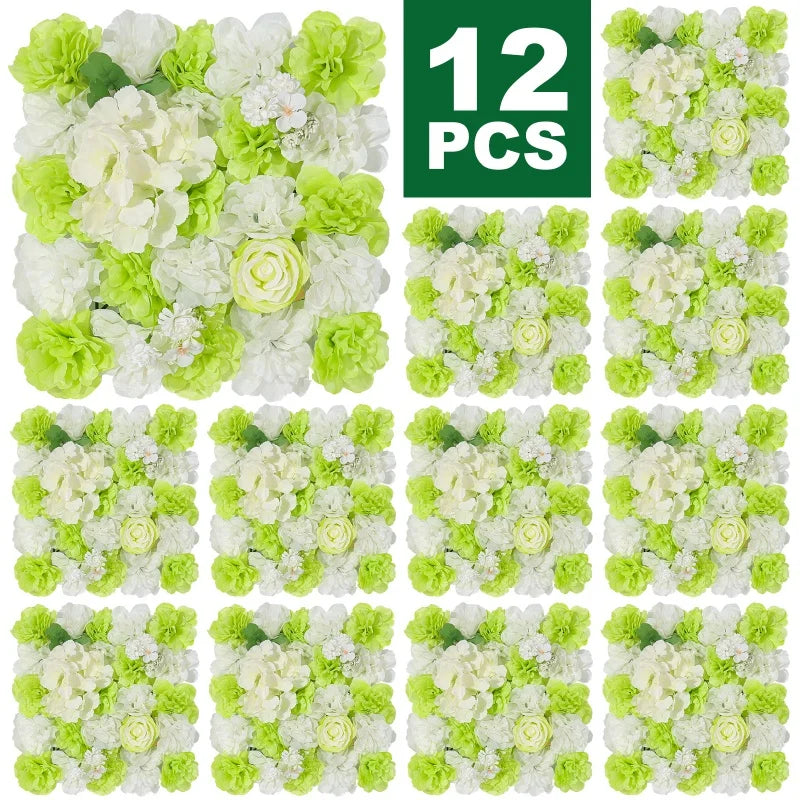 RUEESEECN 12Pcs Artificial Roses Wall Panel Backdrop 3D