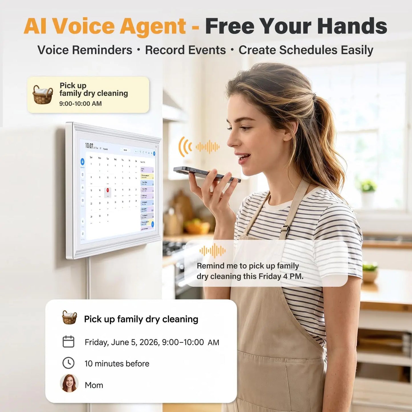 Smart Wall Calendar With Voice AI Touch Screen For Scheduling