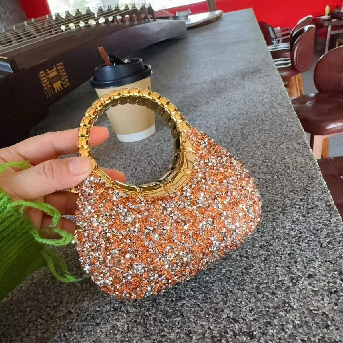 Heart Shaped Sequined Evening Clutch Bag For Party Weddings