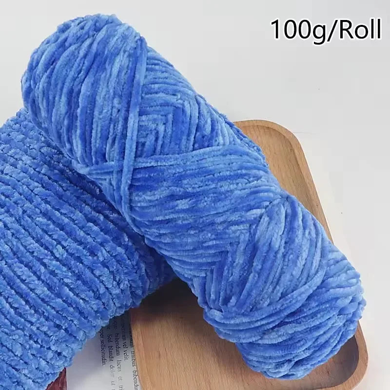 Chenille Velvet Yarn 100g Roll Soft Plush Polyester For Knitting Crochet DIY Crafts