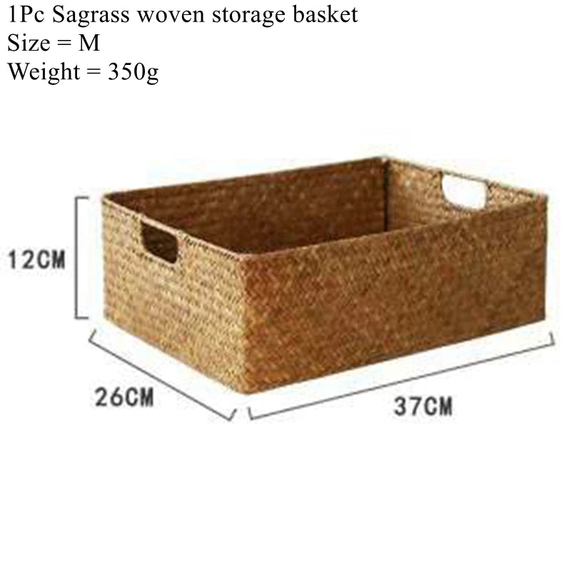Natural Large Woven Seagrass Basket For Home Kitchen Storage