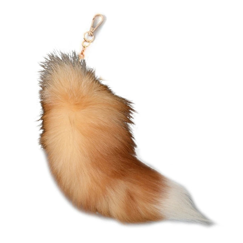 Furry Fox Tail Keychain Plush Keyring For Bags And Keys