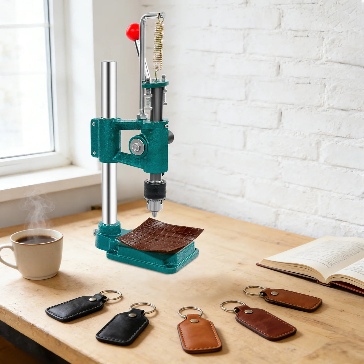 Bymaocar Adjustable Manual Leather Hole Puncher Machine