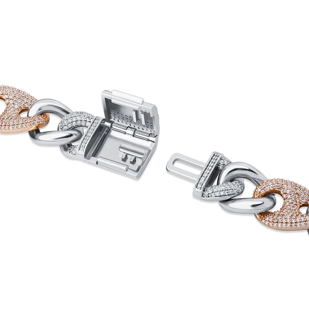 TOPGRILLZ Box Buckle Miami Cuban Chain Iced Out Cubic Zirconia Hip Hop Bracelet