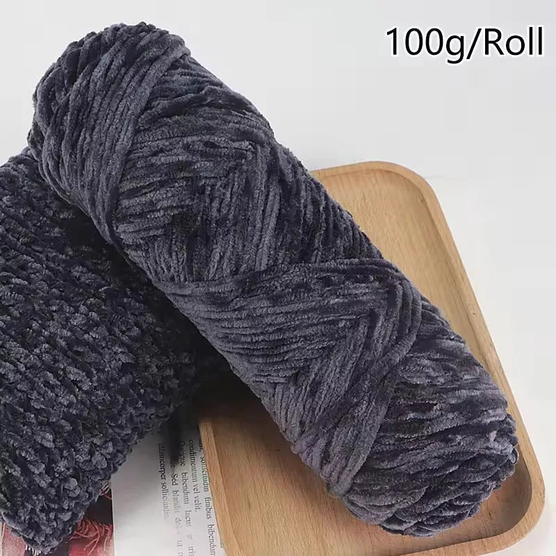 Chenille Velvet Yarn 100g Roll Soft Plush Polyester For Knitting Crochet DIY Crafts
