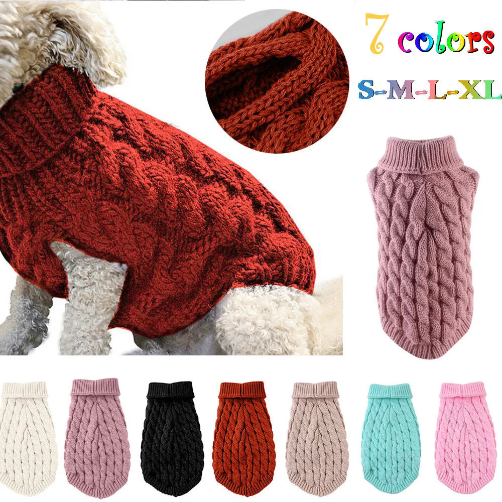 NONECN Dog Sweater Autumn Winter Solid Knit Warm Coat