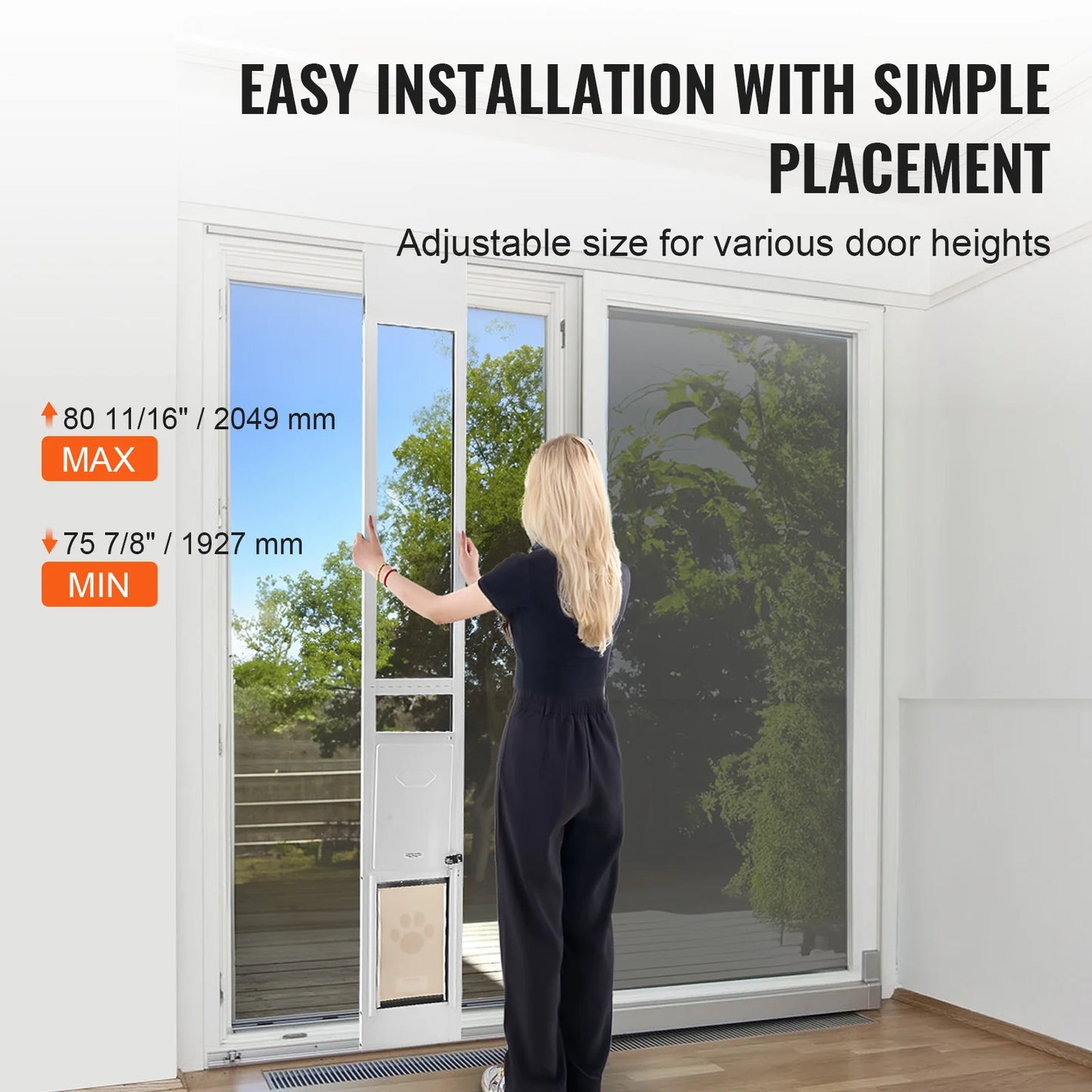 Sliding Glass Dog Door With Aluminum Frame And Tempered Glass