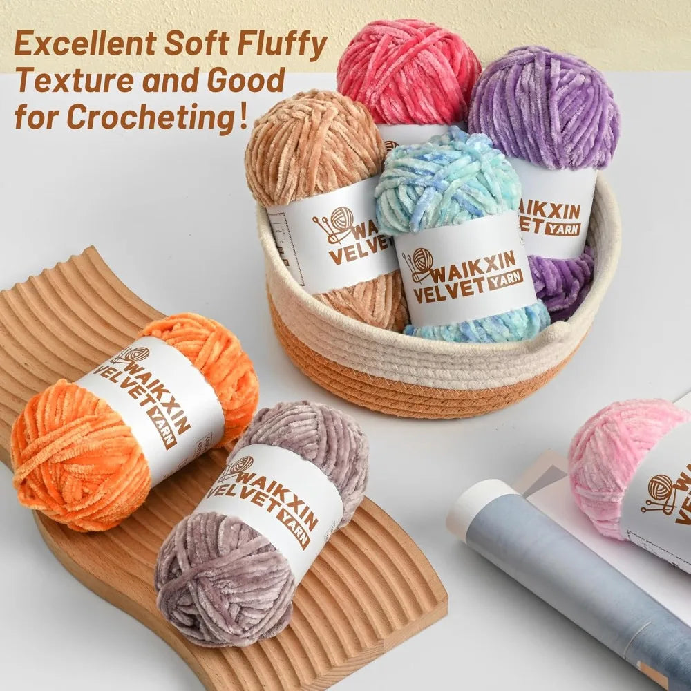 Chunky Chenille Velvet Yarn For Crochet Amigurumi Soft Plush Projects