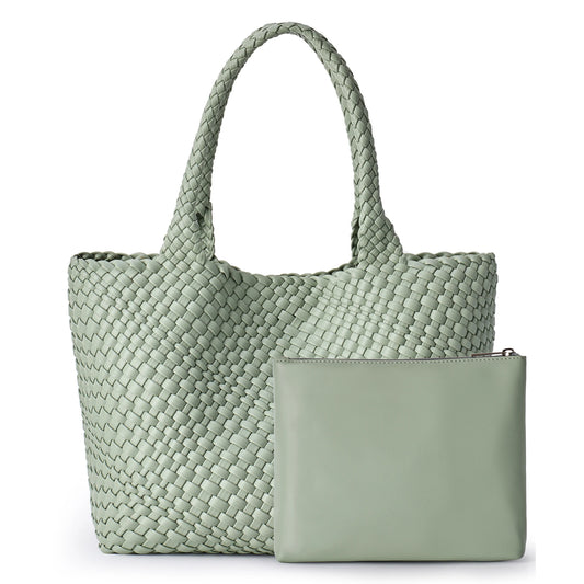 Woven Tote Bag For Women Handwoven Vegan Leather Shoulder Bag