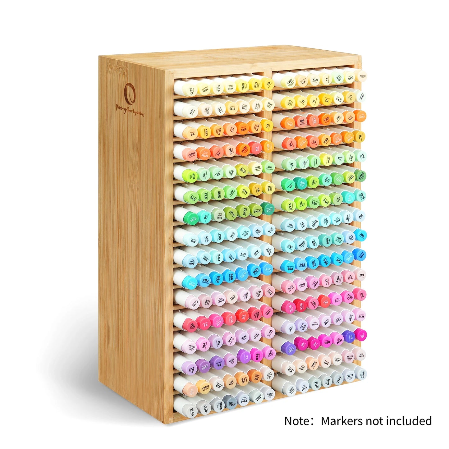 Ohuhu Bamboo Marker Organizer Wood Desk Storage for 126 Markers