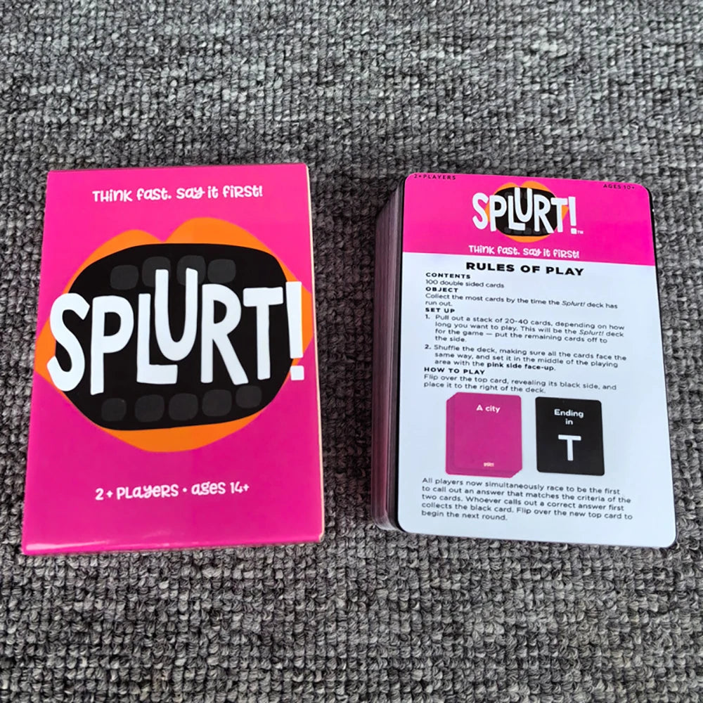 Splurt Quick Think Say It First Party Card Game Portable