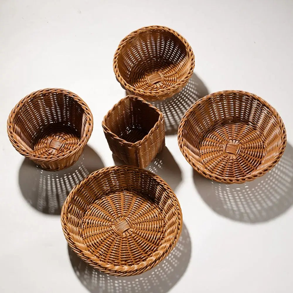 Handwoven Plastic Storage Basket For Kitchen And Home Organization