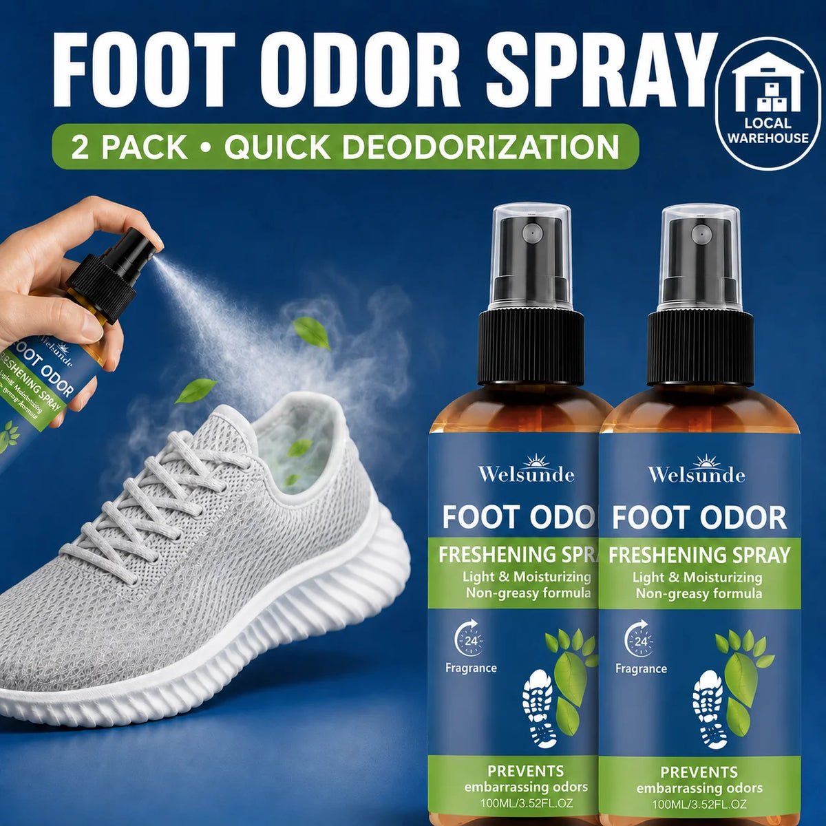 Welsunde Natural Foot And Shoe Odor Control Deodorant Spray