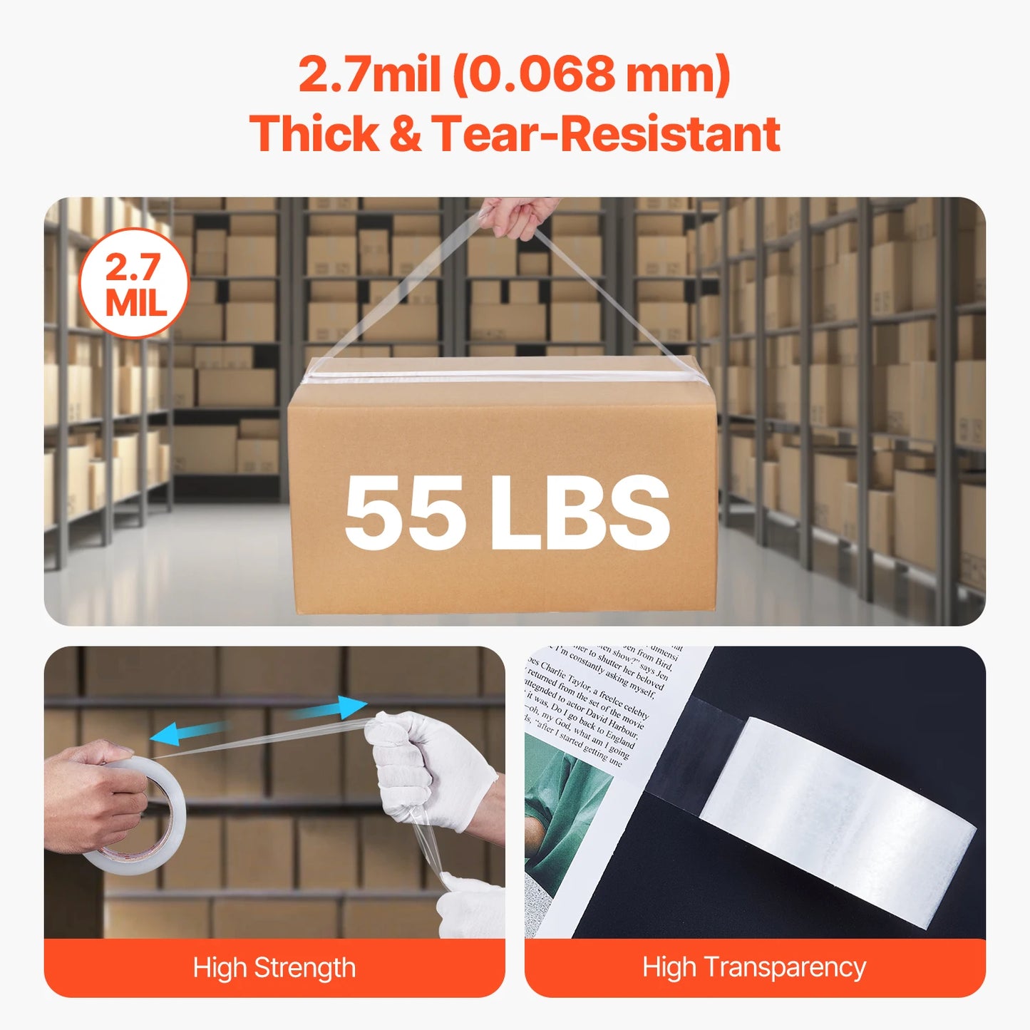 BOPP Packing Tape With Dispenser For Box Shipping Heavy Duty