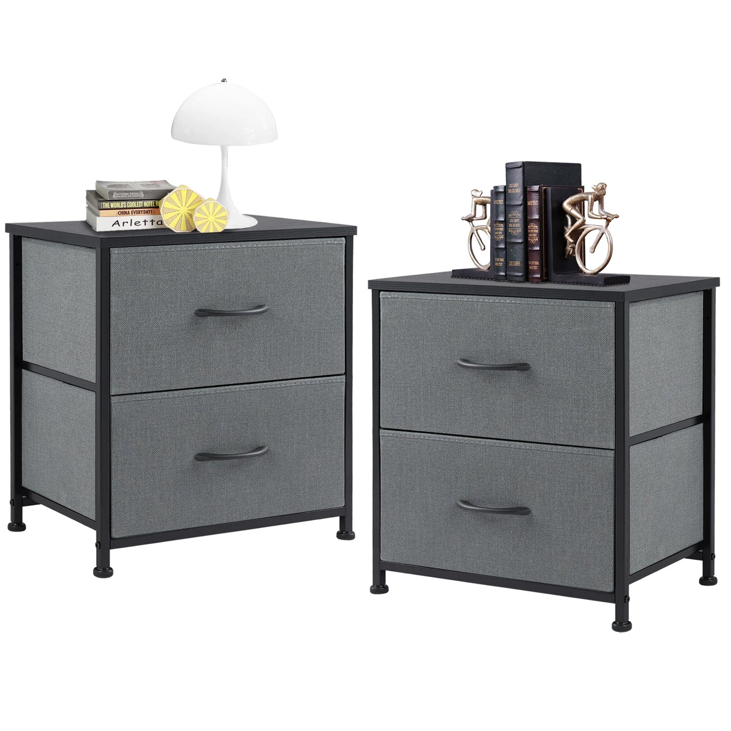 JHK Modern Metal Living Room Storage Cabinet With Fabric Drawers