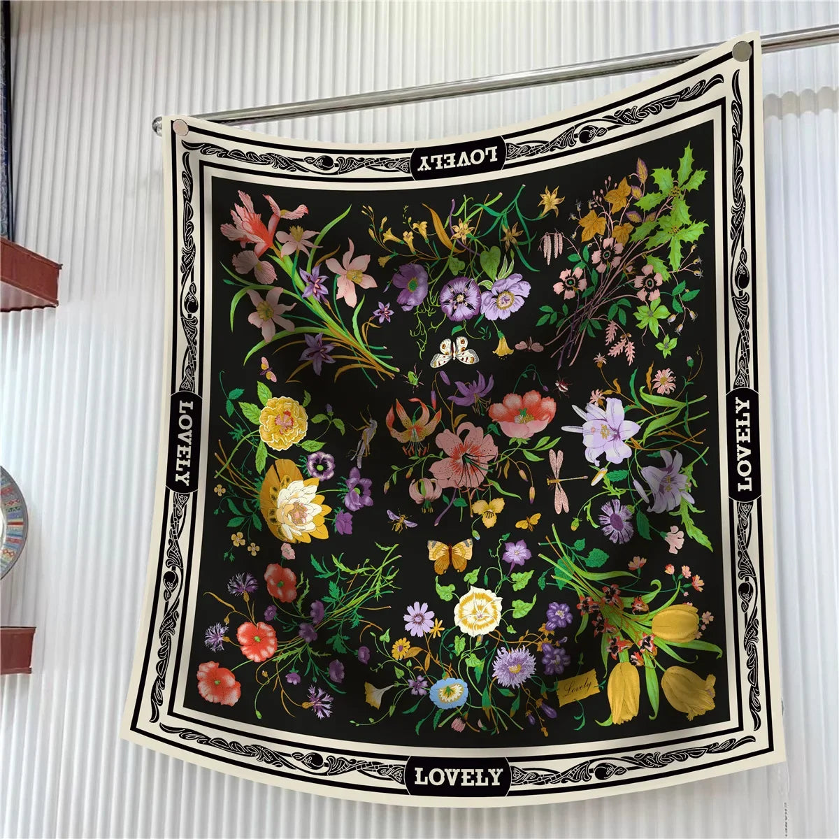 Elegant Silk Floral Square Scarf for Women Hijab Shawl Accessory