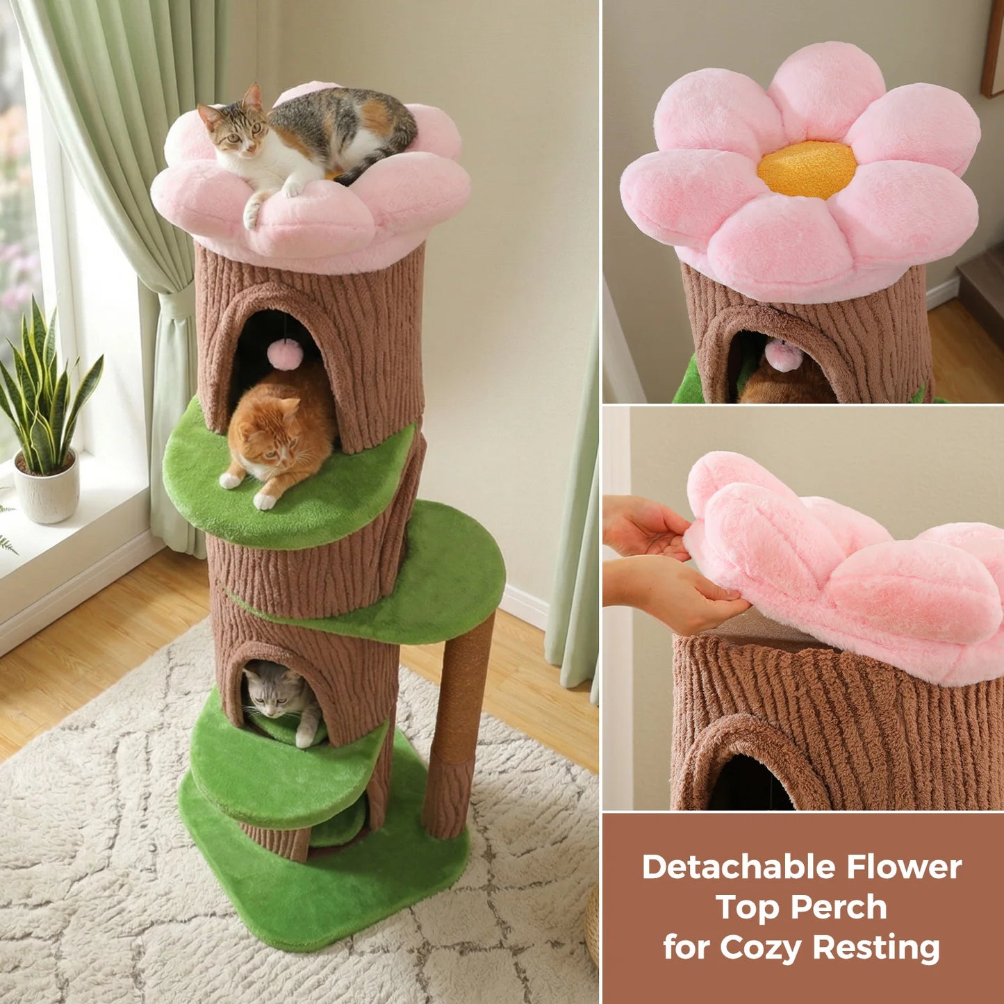 PAWZ Road Cat Tree Tower With Four Condos Scratching Posts