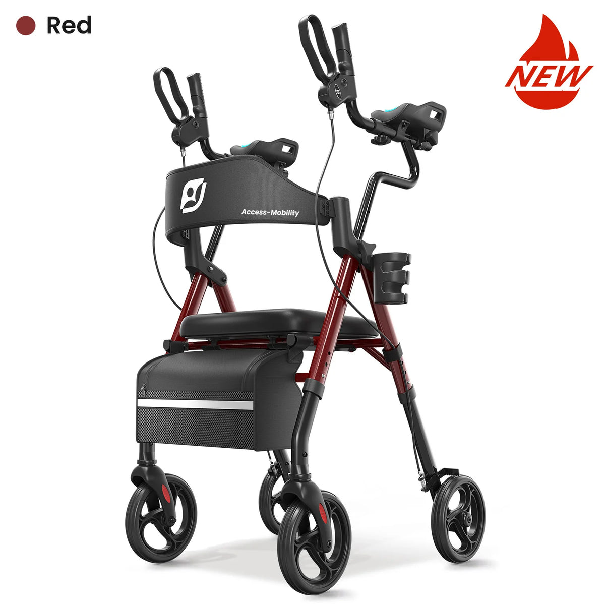 MAIDESITE Upright Rollator Walker With Padded Seat And Backrest
