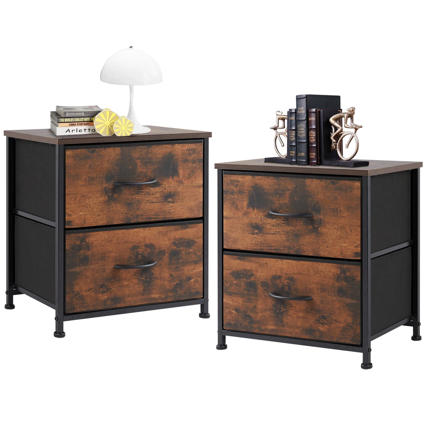 JHK Modern Metal Living Room Storage Cabinet With Fabric Drawers