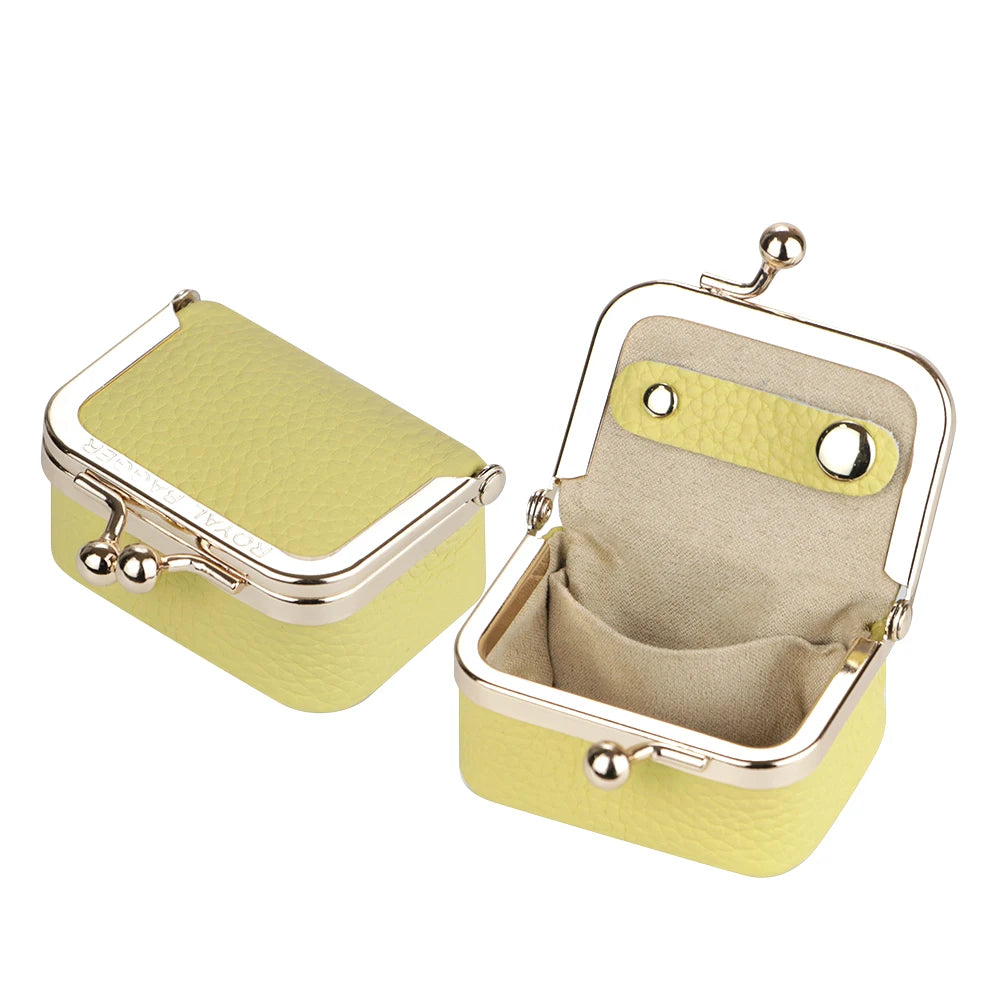 Royal Bagger Genuine Cow Leather Mini Coin Purse Kiss Lock