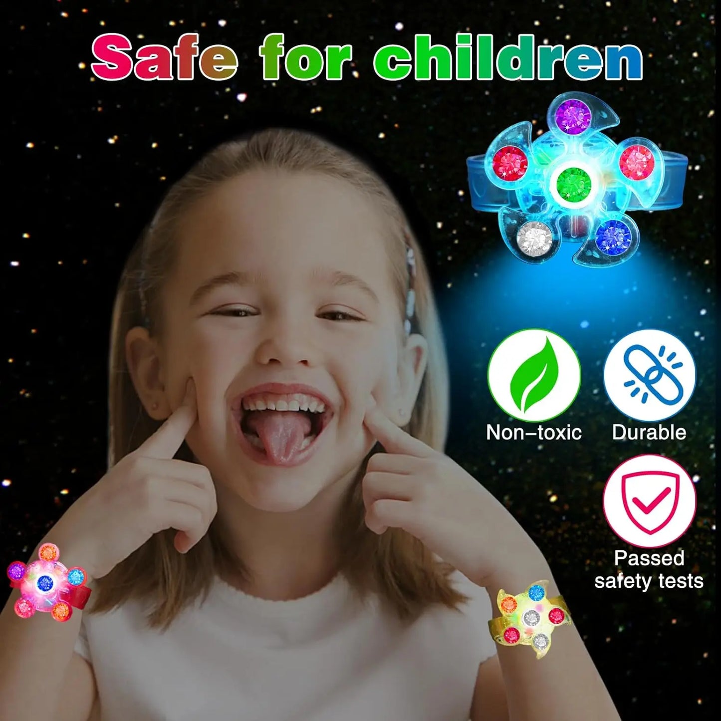 Glow LED Fidget Spinner Bracelets 14 Pack For Kids Parties