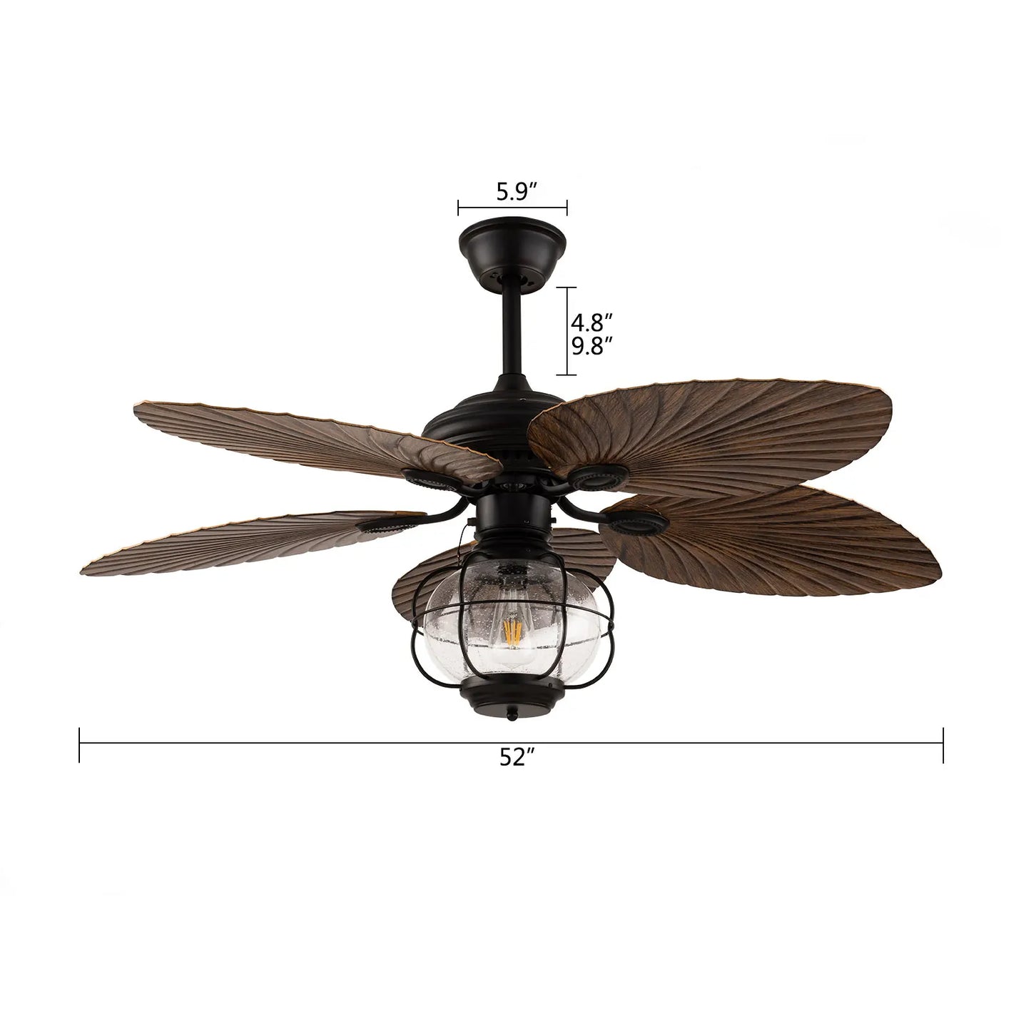 Bymaocar Caged Ceiling Fan With Light 3-Speed Remote Control