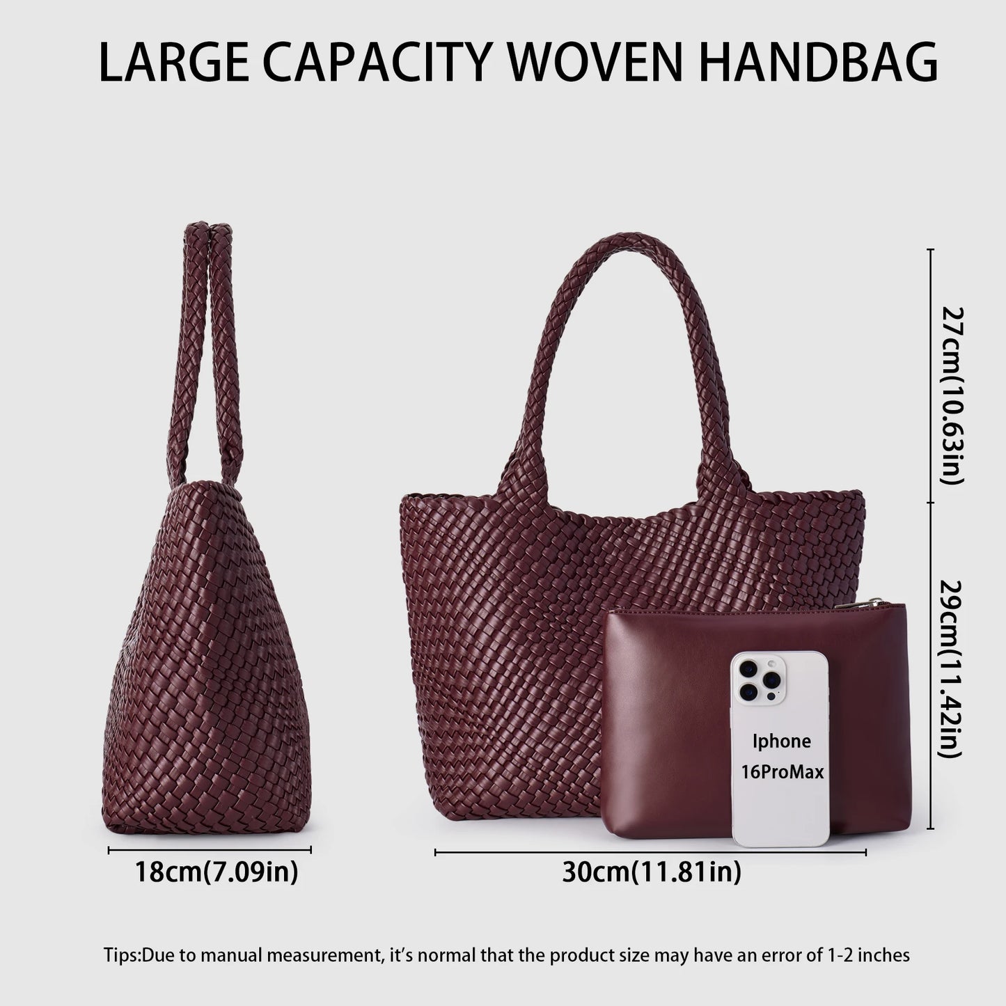 Woven Tote Bag For Women Handmade Soft Braided Purse