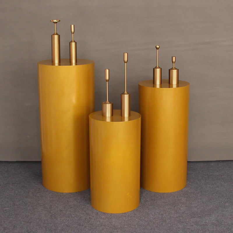 Iron Cylinder Circular Wedding Column Pedestal For Flower Stand And Cake Display