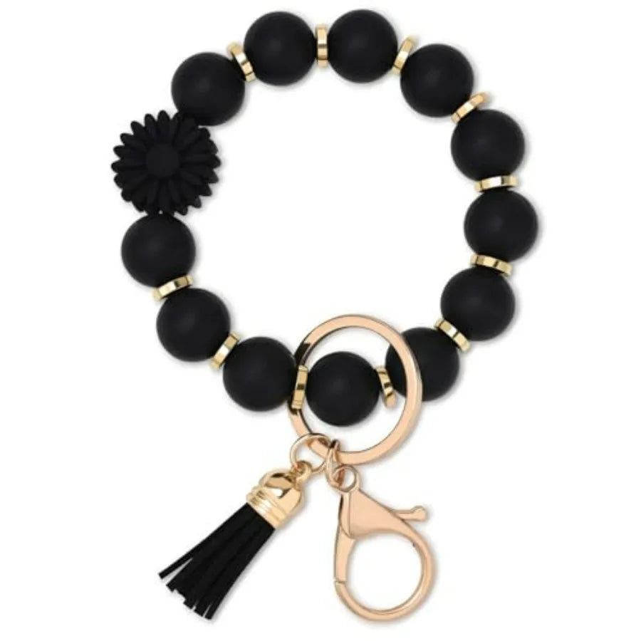 Silicone Beaded Keychain Wristlet For Women And Girls