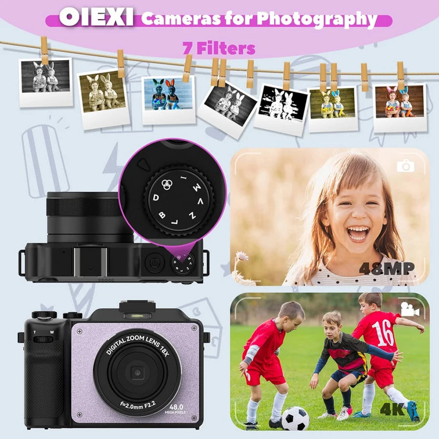 48MP 4K Digital Camera With Dual Cameras And 18x Zoom