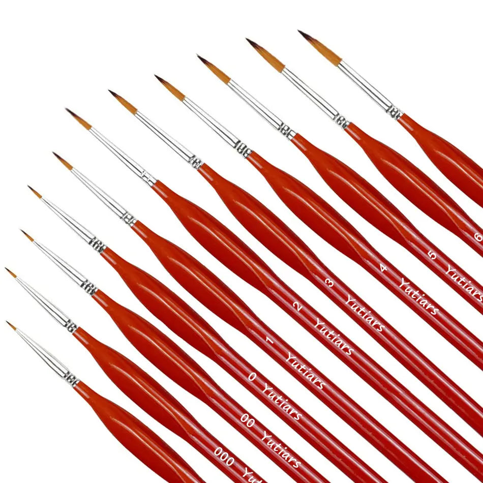 Miniature Detail Tip Paint Brush Set With Ergonomic Handles Acrylic
