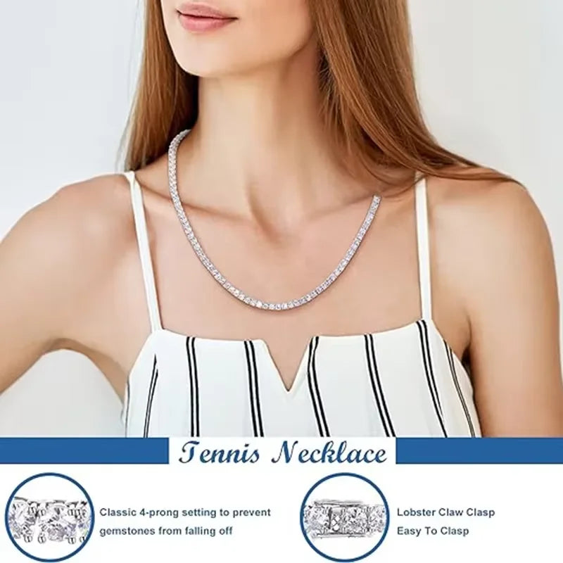 GIA Certified Moissanite Tennis Necklace 925 Sterling Silver