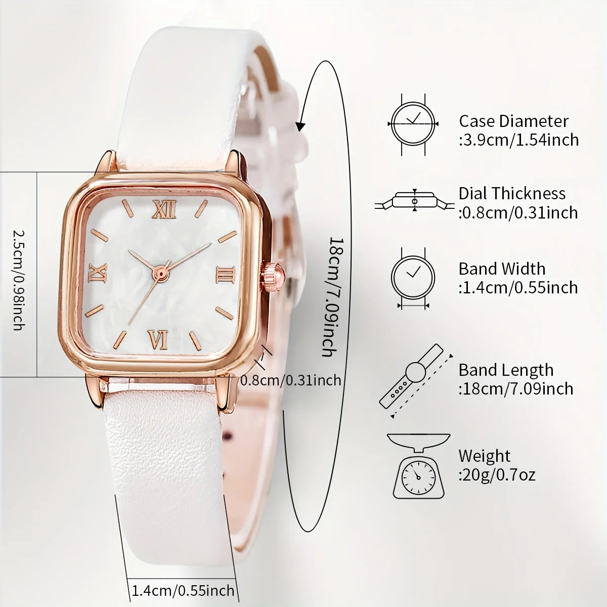None Fashion Women PU Band Square Dial Watch With Bracelet - 2-Pc Set Stainless Steel Case Quartz Movement