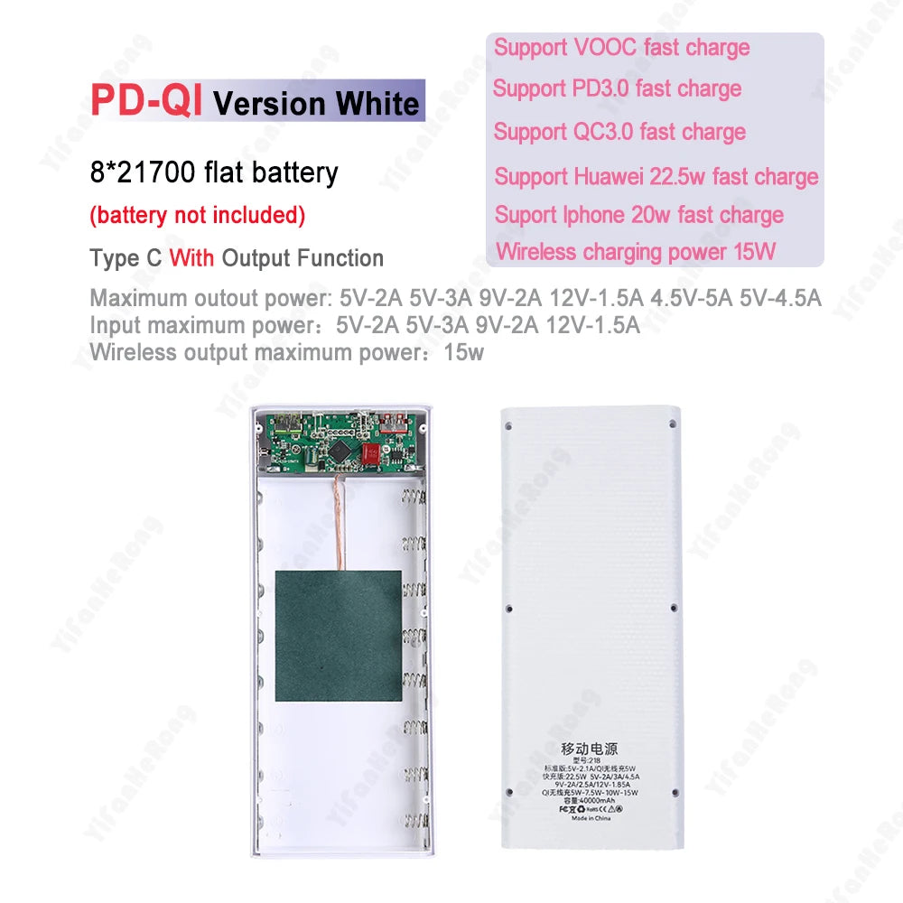 8x21700 Battery Case With Dual USB Charger Box And Storage