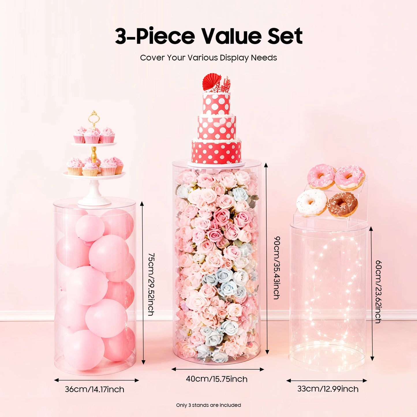 Bymaocar Deluxe Transparent Cylinder Display Stands For Spectacular Wedding Decor