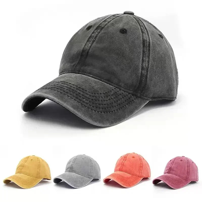 Arthmix Solid Washed Denim Baseball Cap Unisex Cotton Sun Protection Hat