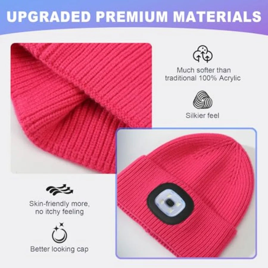 MELASA USB Rechargeable LED Beanie With Hands Free Light